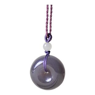 凤飞凰和田玉烟紫平安扣吊坠男女款玉坠天然玉石项链儿童挂件0933