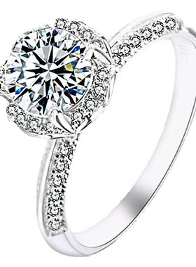 D色莫桑石戒指情侣1克拉纯银婚戒