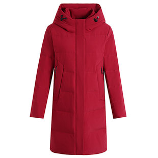 恒源祥中长款羽绒服女中老年妈妈装加厚大码外套显瘦白鸭绒羽绒衣