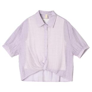 奥莱专柜品牌撤柜正品 HS夏装新款翻领可开扣上衣+内搭两件套装女