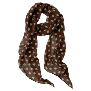棕色波点丝巾印花高级百搭配饰系脖女2026年新款发带绑发长条围巾