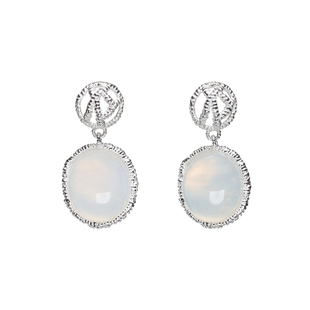 SOFT ROOM镂空编织天然玉髓白水晶玛瑙耳环高级感礼物原创耳饰女