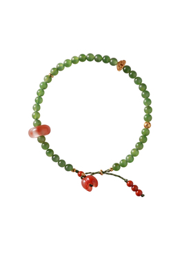 山晓原创天然和田玉碧玉南红手串