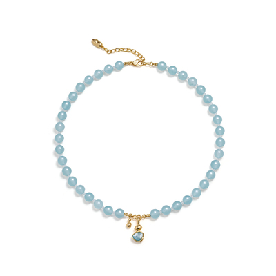 安铂洛利海蓝宝项链女轻奢锁骨链