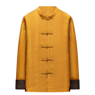 君子企鹅新年中式宋锦香云纱男装春装连袖真丝外套中国风过年衣服