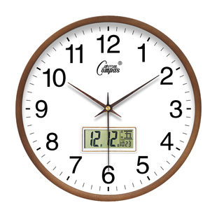 康巴丝实木钟表挂钟客厅2025新款家用静音简约时钟挂墙石英钟挂表