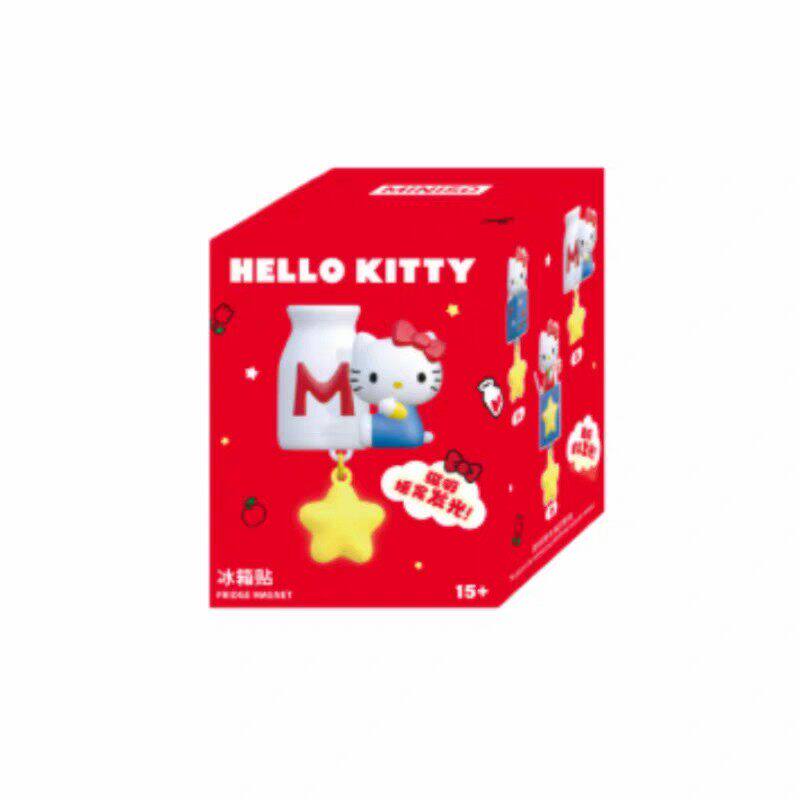 正版hellokitty复古餐厅盲盒发光冰箱贴磁吸凯蒂猫小夜灯礼物摆件