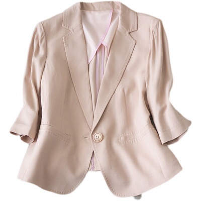 小个子七分袖短款西装修身薄款