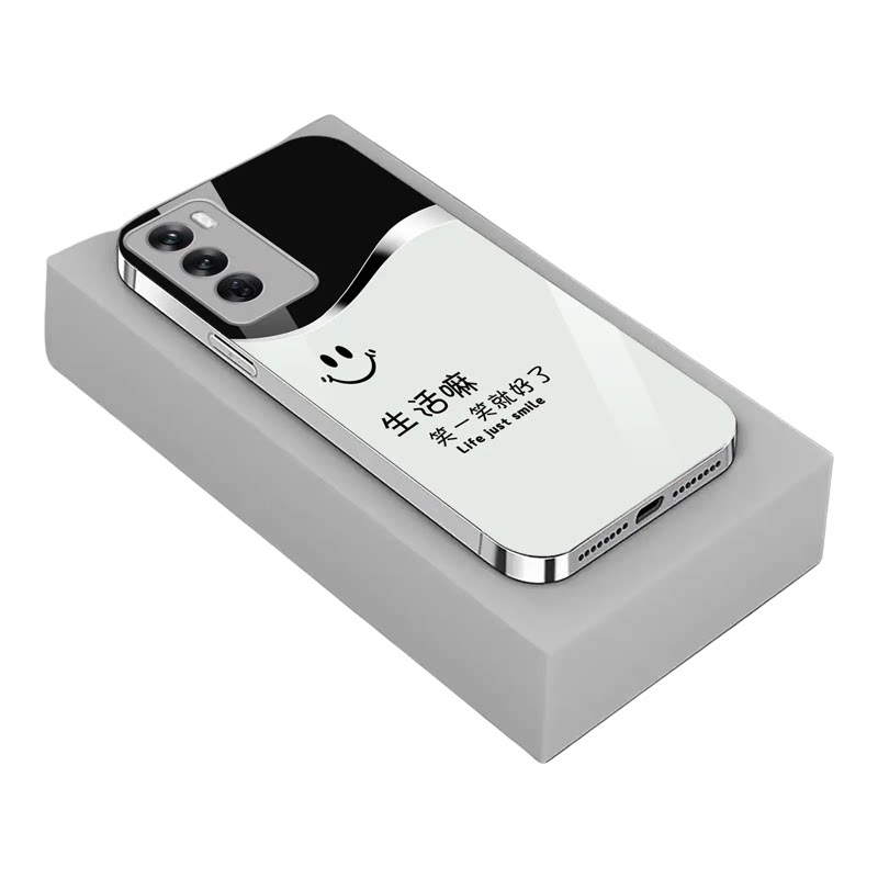 笑一笑玻璃壳适用OPPOreno12机壳新款简约高级感reno15c外壳防摔防刮reno15Pro硅胶全包reno16手机壳男女款