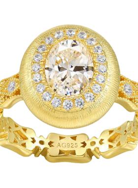 1.25克拉复古拉丝蛋面戒指女925