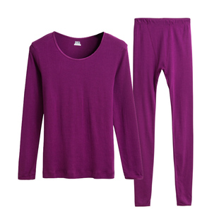 内衣舒软薄棉纯棉女圆领保暖全棉秋衣秋裤内衣套装轻微瑕疵