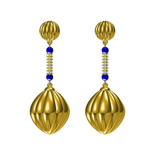 《肉豆蔻》原创设计复古天然青金石耳环耳饰耳钉小众设计感高级