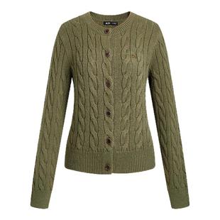 A21女装宽松开襟毛衫2025新款软糯针织长袖上衣毛衫打底衫