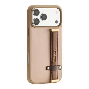 Custype适用于苹果17ProMax手机壳高级感iPhone16pro防摔耐脏美拉德轻奢皮质i15/14手腕带支架女新款保护套