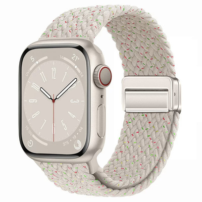 适用iwatch12/11表带S10苹果S9手表applewatch尼龙8编织7磁吸SE3男款2高级ultra女士运动6/5/4透气腕带配件夏