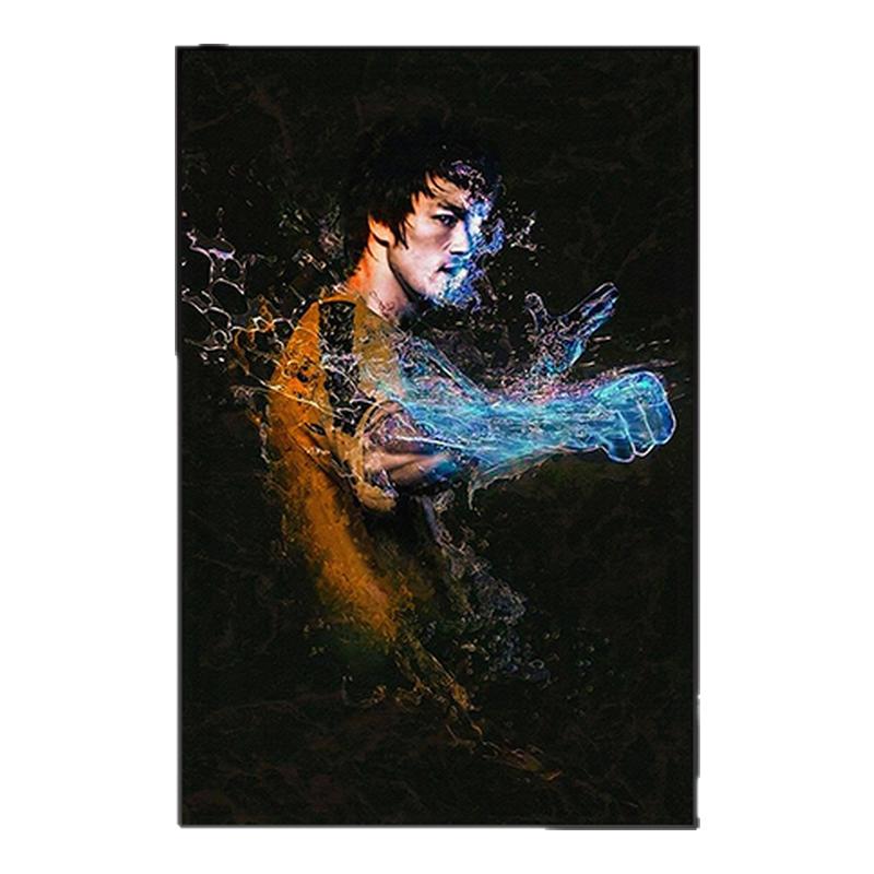 李小龙海报挂画截拳道功夫散打励志装饰画武术拳击馆健身房壁画