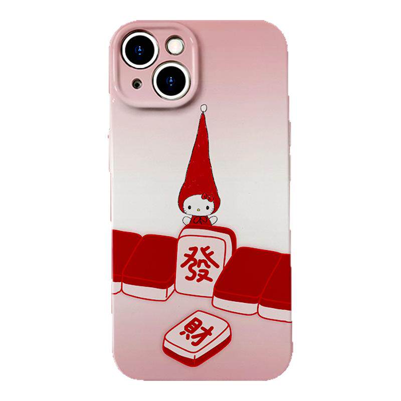 【发财至上】甜酷麻将猫咪适用iPhone17/16pro手机壳华为mate60软OPPOreon12苹果14vivoX2