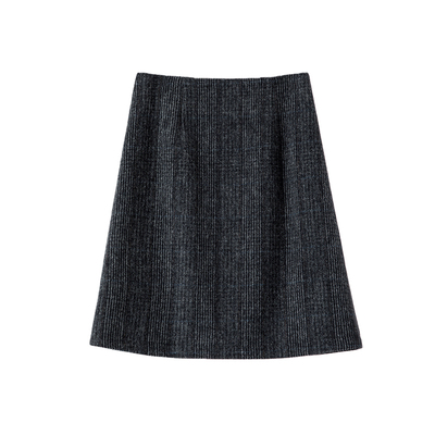 晚白高腰绵羊毛小a短裙