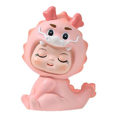 粉色龙宝宝满月百天蛋糕装饰