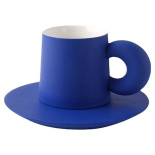 克莱因高颜值陶瓷马克杯ins风小众情侣水杯拿铁卡布咖啡杯女套装