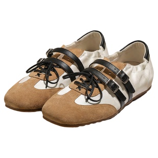 气质小单鞋女款2026新款春miu系芭蕾鞋厚底增高女鞋百搭平底鞋子