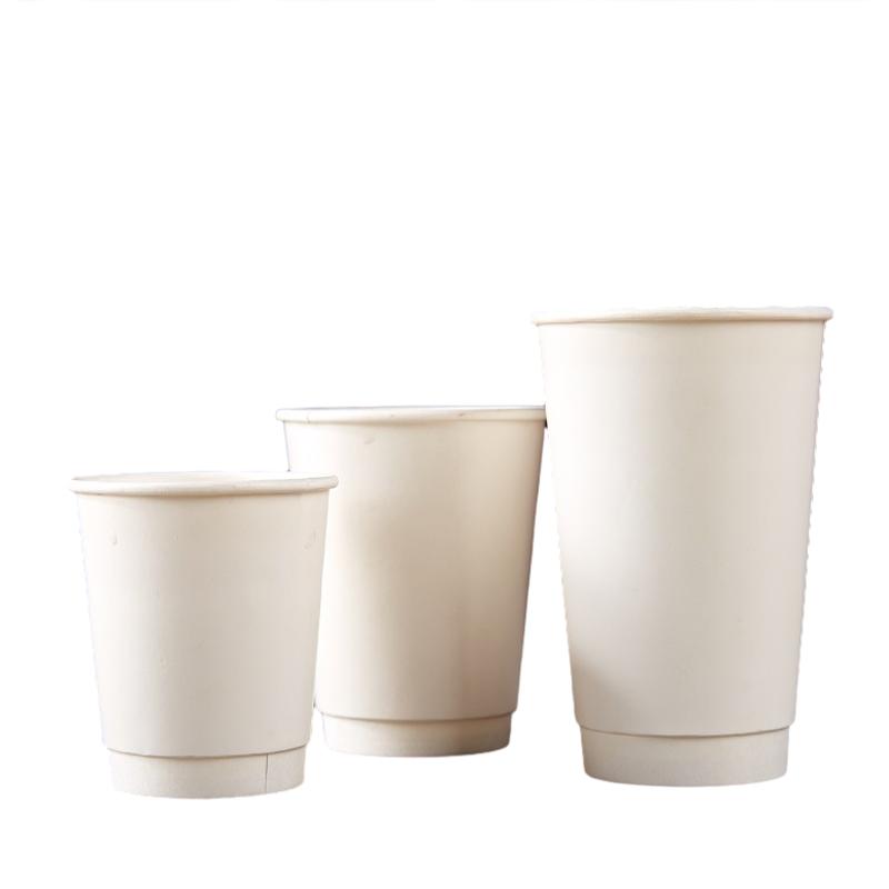 白色双层奶茶外卖打包只装热饮杯