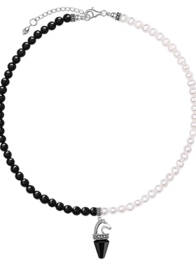 曼古银黑马女士珍珠玛瑙项链