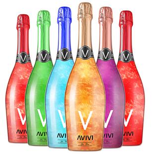 网红A款透明起泡酒女士气泡酒水果味葡萄酒甜鸡尾酒酒吧用酒6瓶装