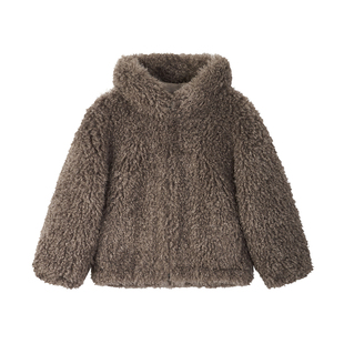 OPCP儿童皮草外套2025秋冬新款女童韩国颗粒绒开衫小女孩毛毛大衣
