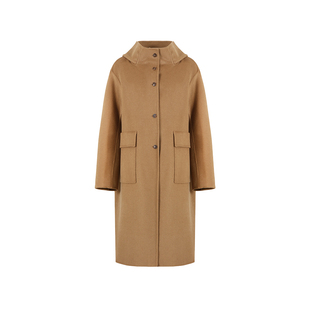 范洛Fano 氛围冬季70羊毛双面呢面料高领连帽设计极简廓形大衣女