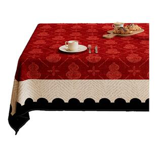 免洗防水桌布2026新款高级感长方形圆形餐桌布红色喜庆桌面保护垫