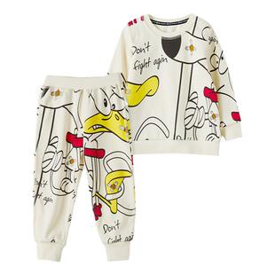 RYSONMOON男女儿童家居服a类秋冬卡通印花厚款保暖透气棉睡衣套装