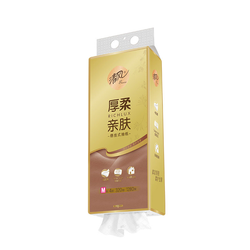 清风悬挂式厚柔320抽6提抽纸
