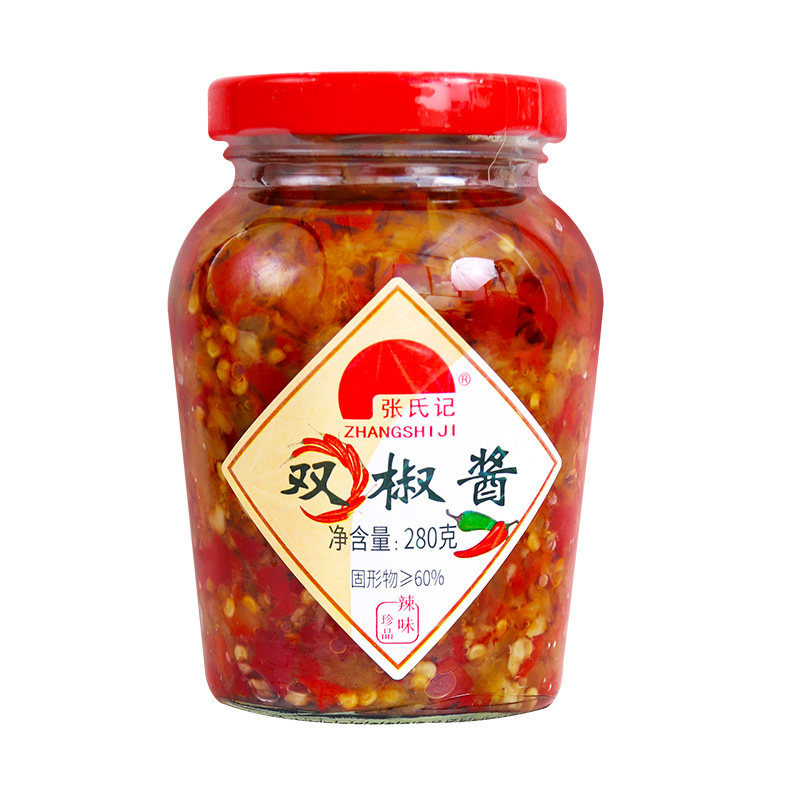 张氏记双椒酱280g四川农家风味剁椒酱拌面拌饭酱蒸鱼下饭菜辣椒酱