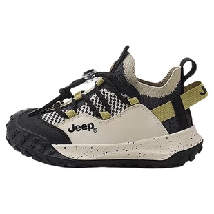 jeep童鞋男童夏季2026新款透气网面一脚蹬运动鞋飞织薄款儿童网鞋