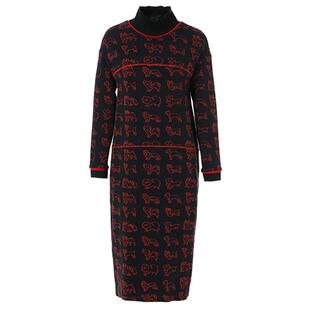 乔万尼连衣裙商场秋冬新款流行修身显瘦高领高级感连衣裙女中长款