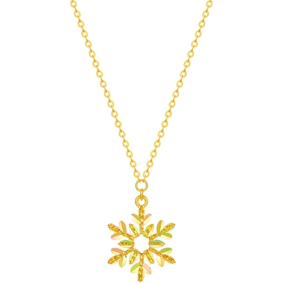周六福5G黄金项链链坠女计价足金幻彩雪花百搭颈饰新年礼物
