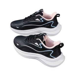 回力运动鞋子女款2025冬季黑色皮面防水女鞋休闲鞋软底轻便跑步鞋