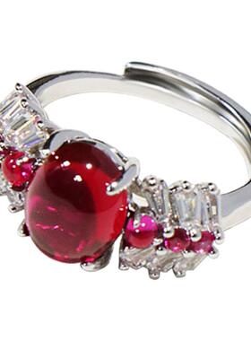 精致高级感红色刚玉戒指女