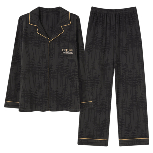 睡衣男士薄款春秋季大码宽松休闲长袖套装开衫可外穿夏冬款家居服