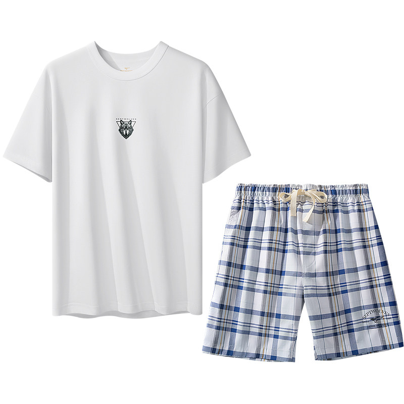 七匹狼男士纯棉新款短袖短裤套装