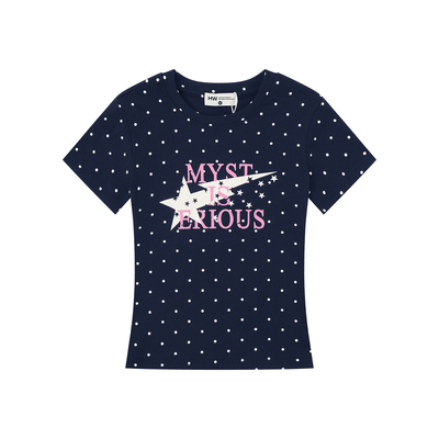 韩系复古满印波点短款短袖