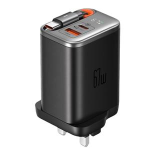 Mcdodo数显67W港澳版氮化镓充电器自带伸缩线适用于iPhone16/17ProMax手机火牛MacbookPro笔记本iPad三脚插头