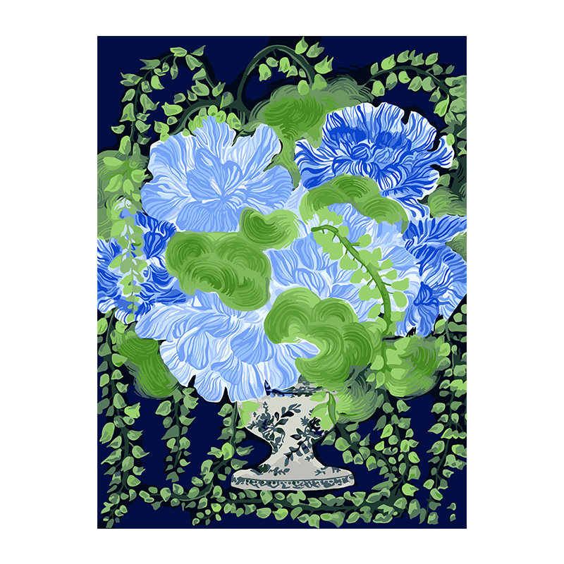 自油自画DIY数字油画清蓝