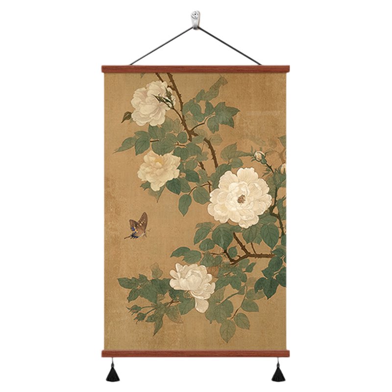 新中式牡丹花挂画茶室餐厅壁画