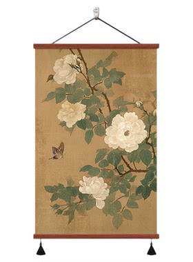 新中式牡丹花挂画茶室餐厅壁画