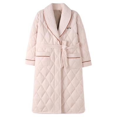 加厚加绒珊瑚绒睡袍猫人女士