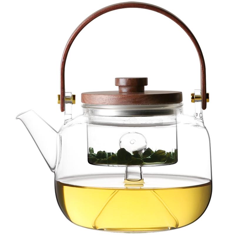 九土双内胆胡桃木提梁蒸煮泡茶壶