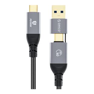 ORICO奥睿科 USB/Type-C二合一全功能数据线PD100W快充4k投屏20gbps公对公usb3.2Gen2连扩展坞移动硬盘显示器