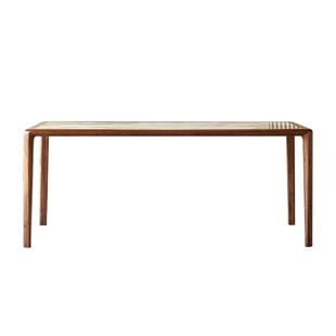 北美黑胡桃木餐桌现代简约轻奢家用岩板餐桌全实木饭桌长方形桌子